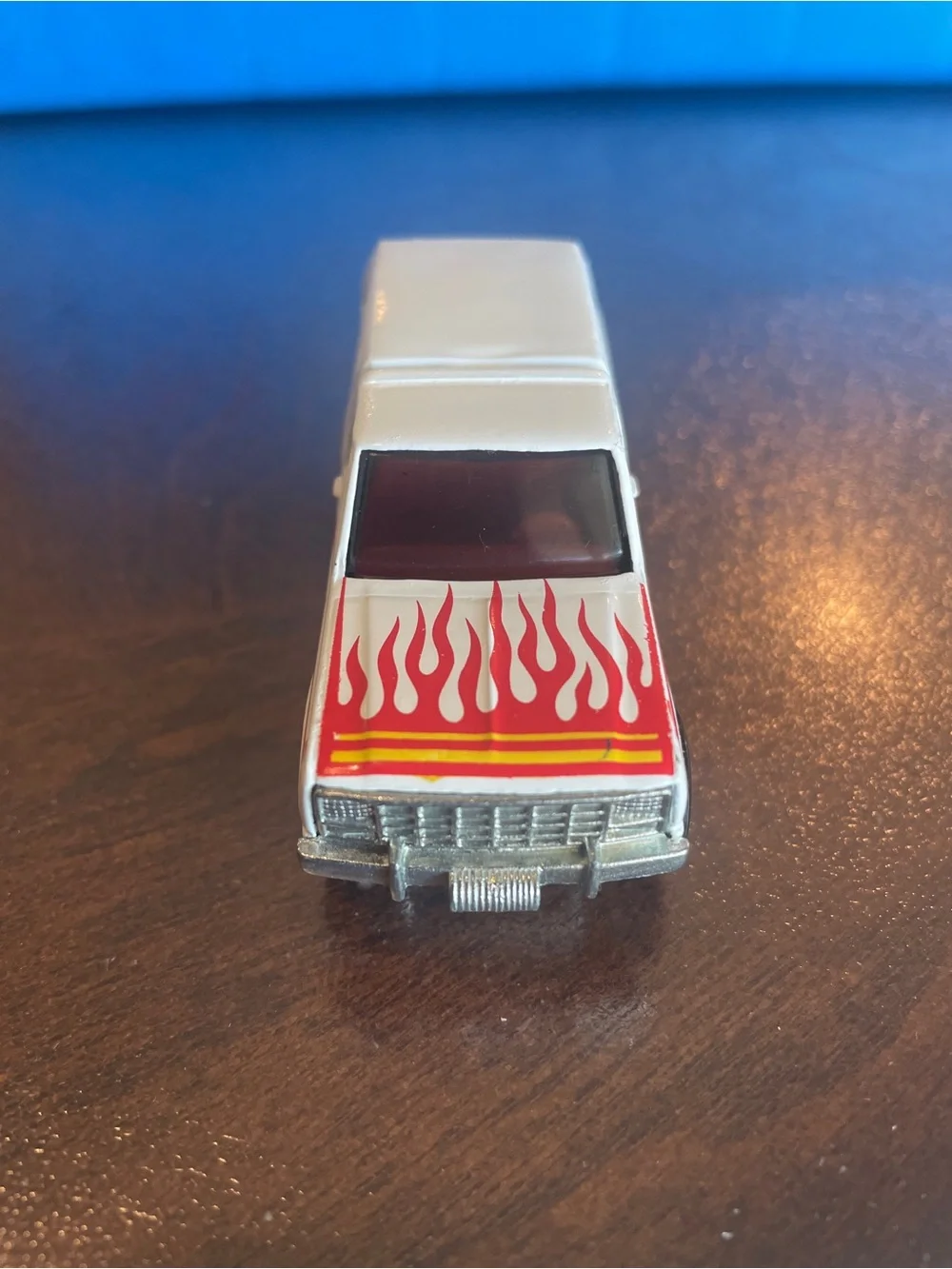 Hot Wheels 1980 Built Ford Tough Bronco White With Flames With Red Motorcycle